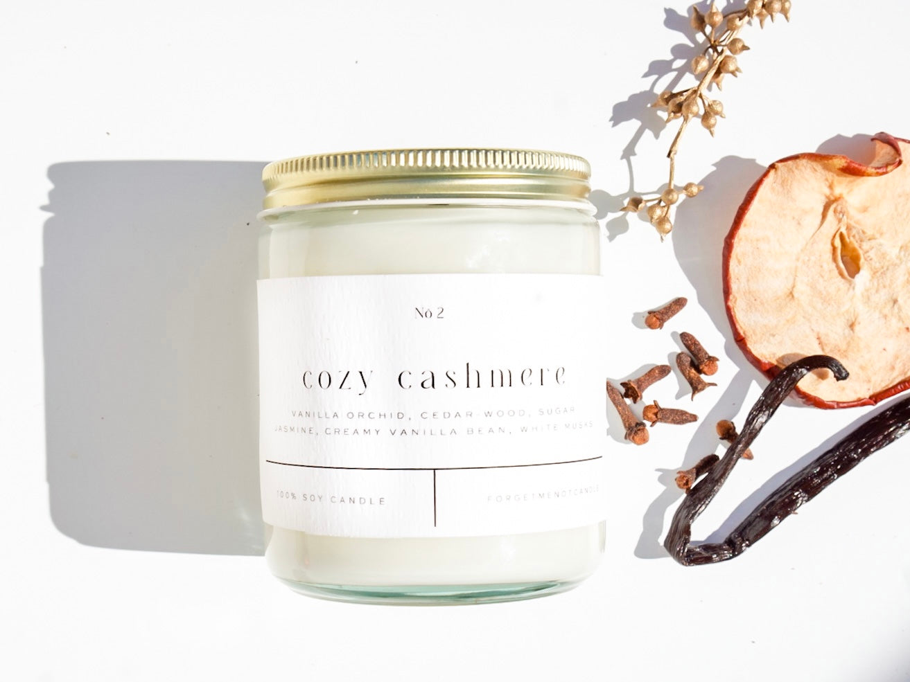 Cozy cashmere coconut soy wax candle I white freesia, lily , cashmere