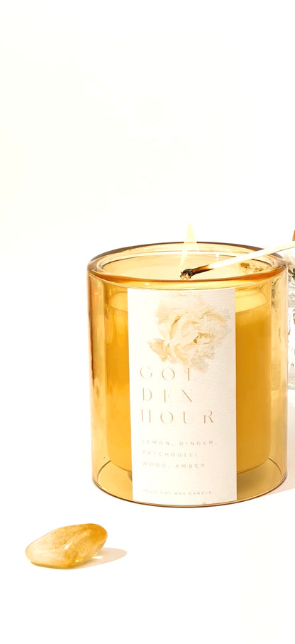 Golden Hour Double Wall Glass Candle