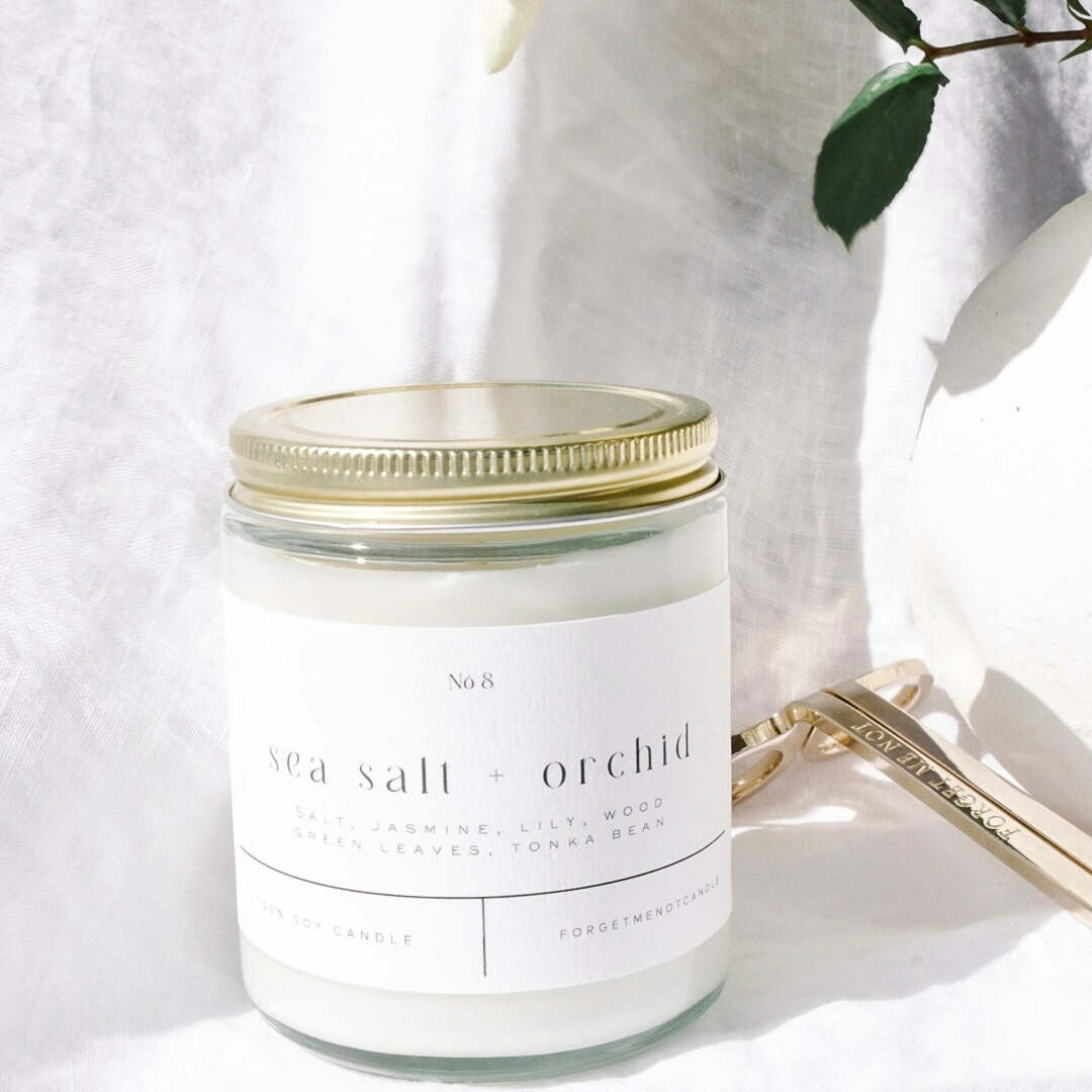 Sea Salt + Orchid 9 oz Glass Candle