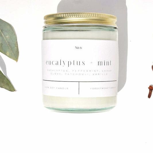 Eucalyptus + Mint 9 oz Glass Candle