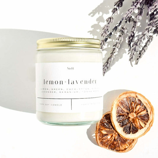 Lemon + Lavender 9 oz Glass Candle