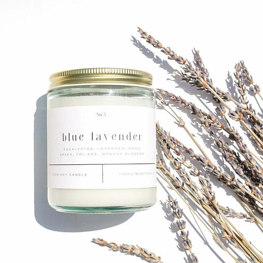 Blue Lavender 9 oz Glass Candle