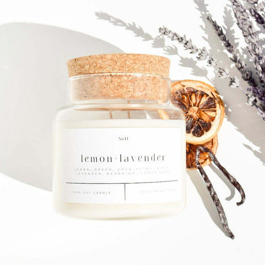 Lemon + Lavender 22 oz Glass Candle