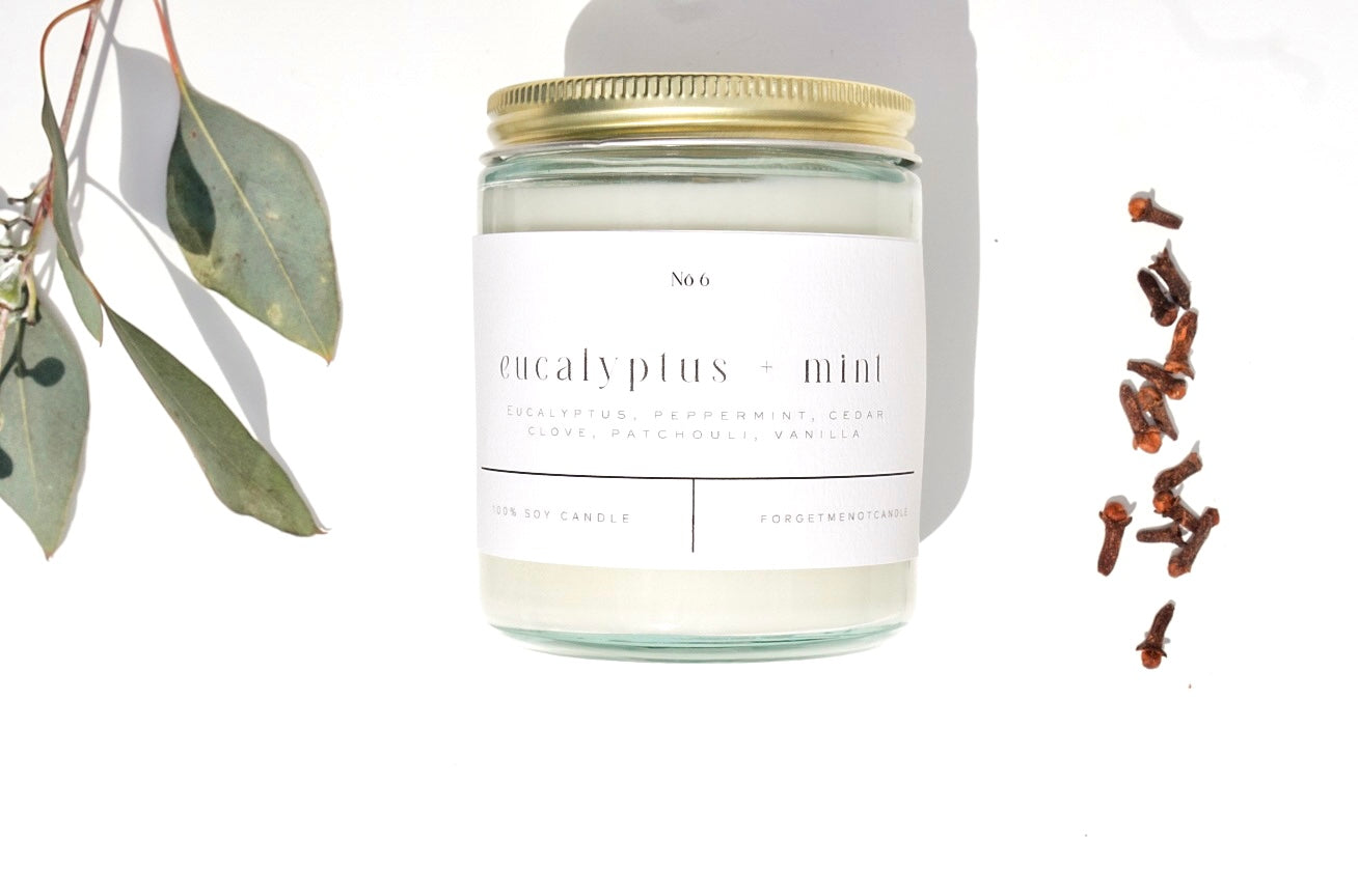 Eucalyptus + Mint 9 oz Glass Candle
